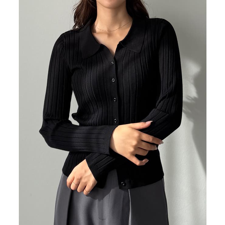 Louere ワイドリブスキッパーポロニット | Louere | 詳細画像10 