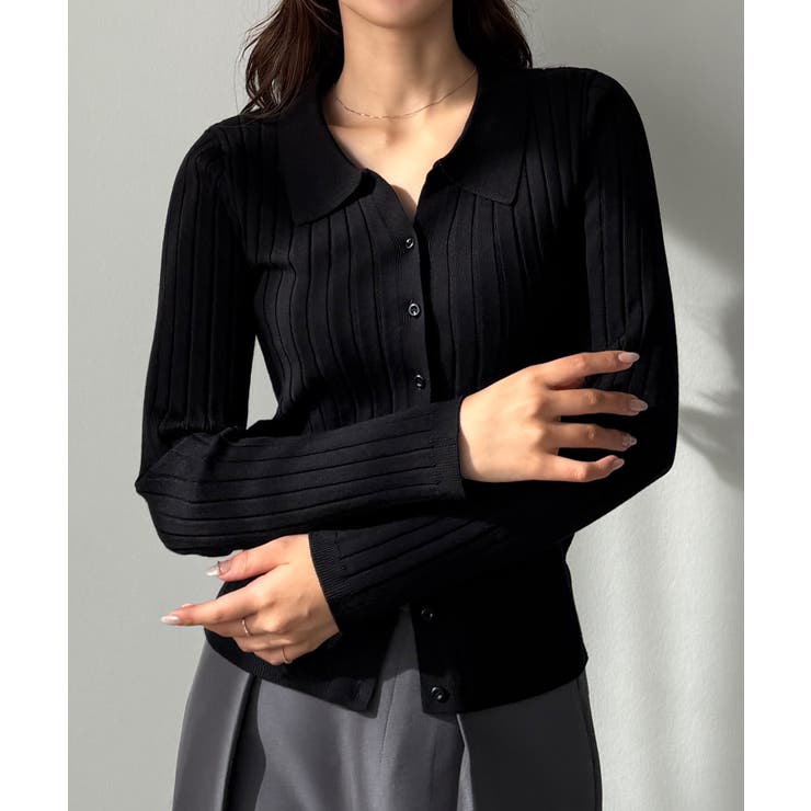 Louere ワイドリブスキッパーポロニット | Louere | 詳細画像8 