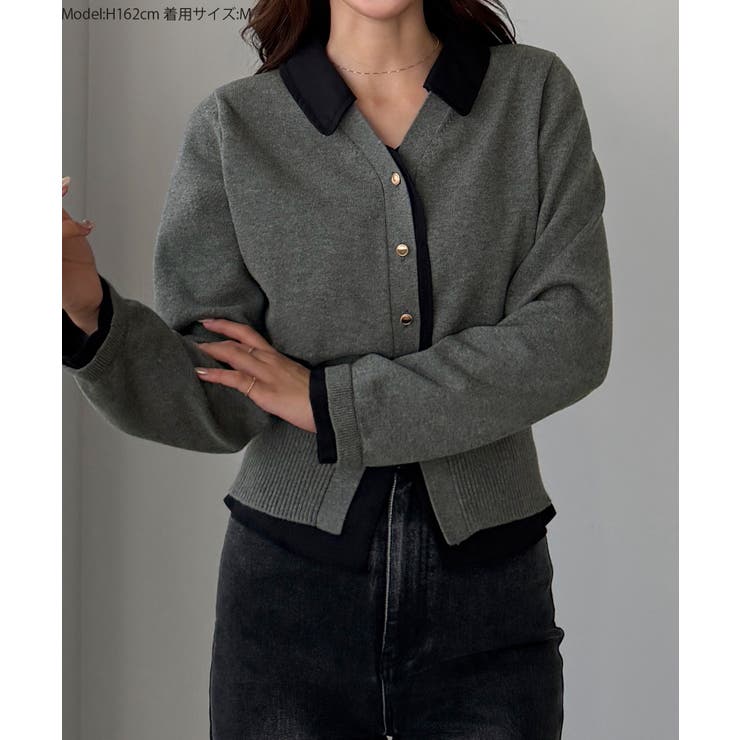 Louere くびれレイヤードカーディガン | Louere | 詳細画像2 