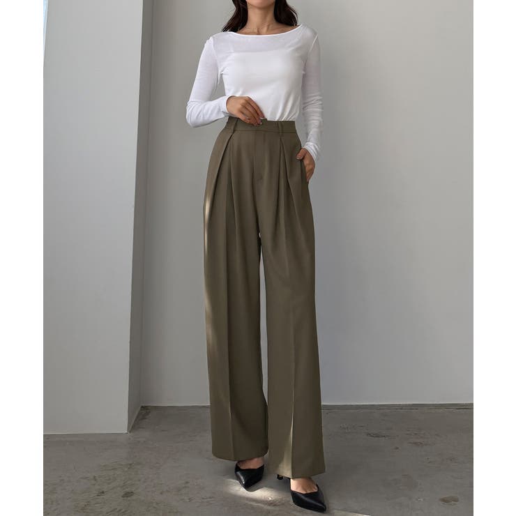 Louere 薄手とろみ生地センタータックワイドパンツ | Louere | 詳細画像10 