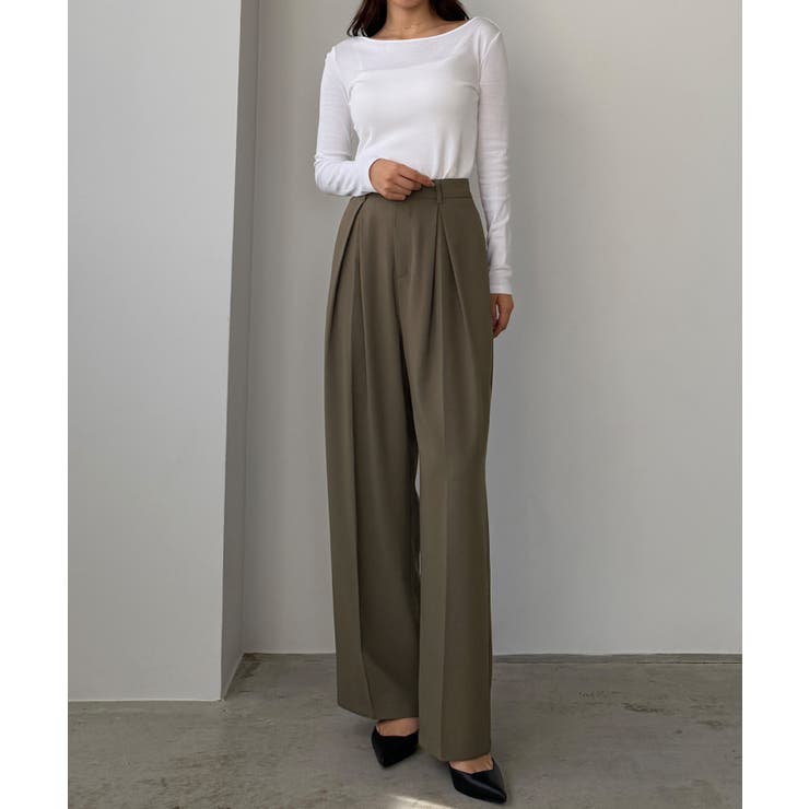 Louere 薄手とろみ生地センタータックワイドパンツ | Louere | 詳細画像12 