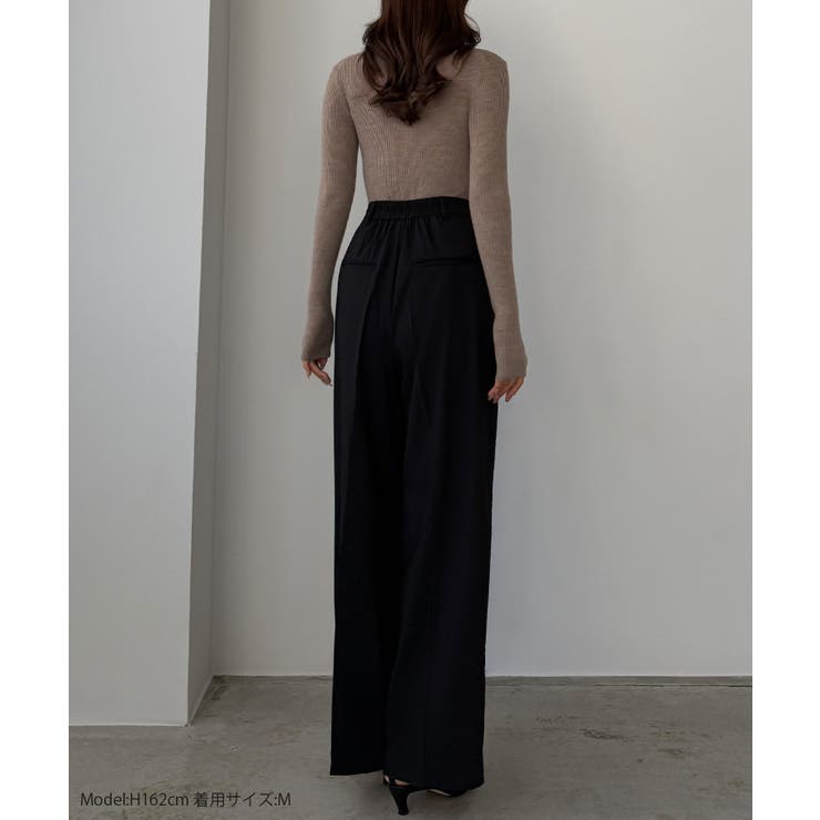 Louere 薄手とろみ生地センタータックワイドパンツ | Louere | 詳細画像2 