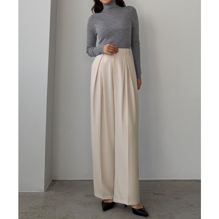 Louere 薄手とろみ生地センタータックワイドパンツ | Louere | 詳細画像6 