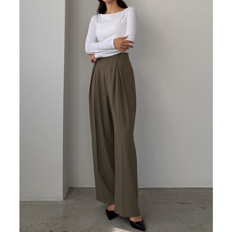 Louere 薄手とろみ生地センタータックワイドパンツ | Louere | 詳細画像9 