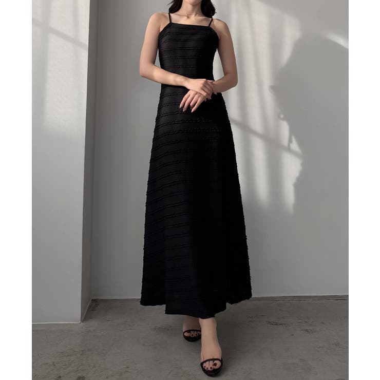 ブラック | Louere バックリボンフリルレースカットワンピース【一部ぺチスカートSET】 | Louere