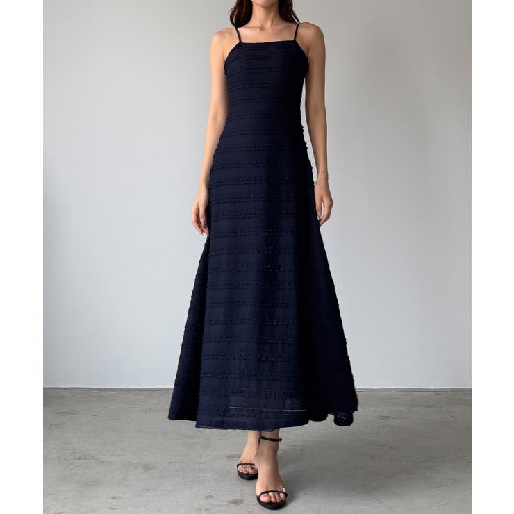 ネイビー | Louere バックリボンフリルレースカットワンピース【一部ぺチスカートSET】 | Louere