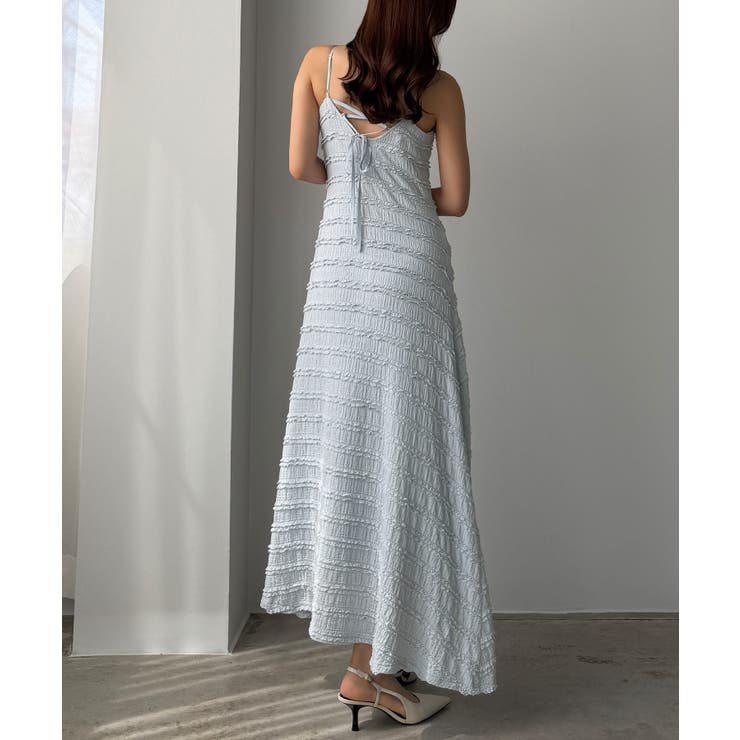ライトブルー | Louere バックリボンフリルレースカットワンピース【一部ぺチスカートSET】 | Louere