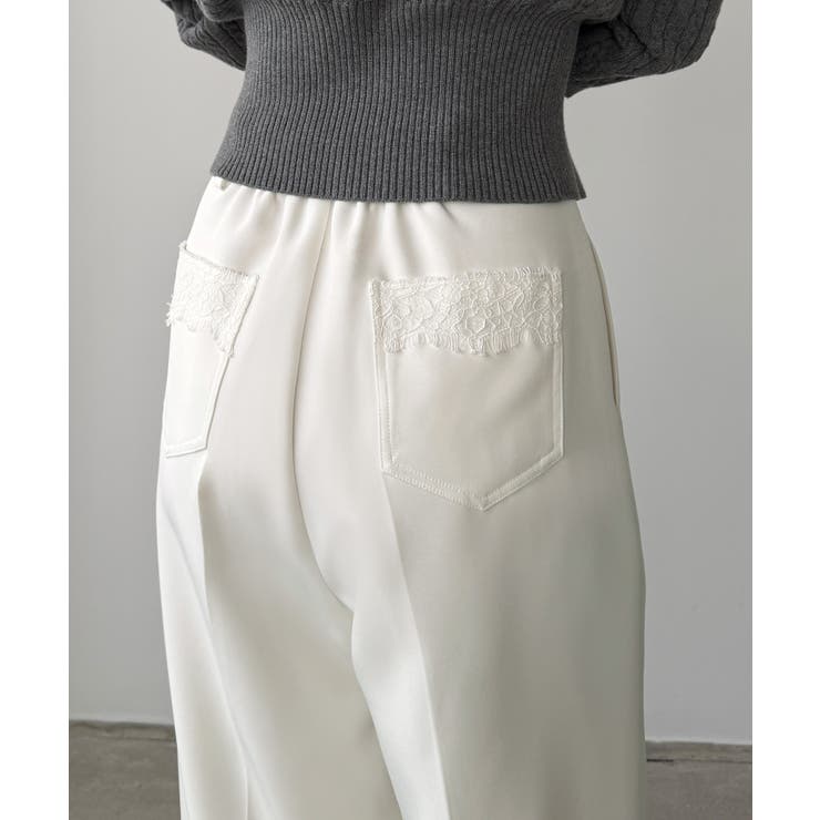 ホワイト | Louere レースポケットスラックス | Louere