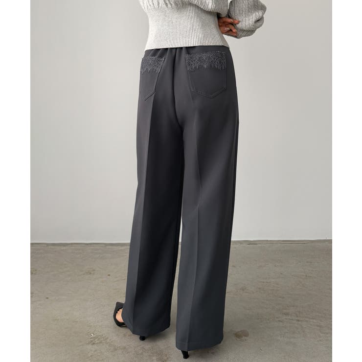 ダークグレー | Louere レースポケットスラックス | Louere