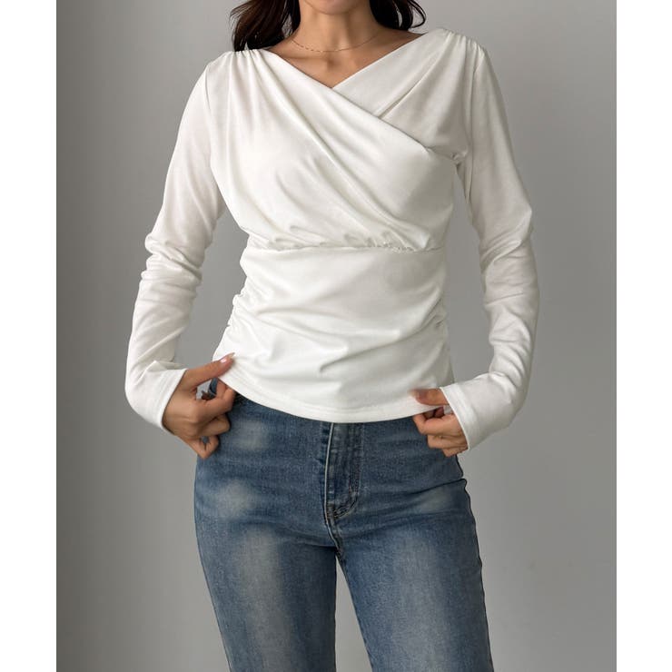 Louere 薄手カシュクールドレープカットソートップス | Louere | 詳細画像10 