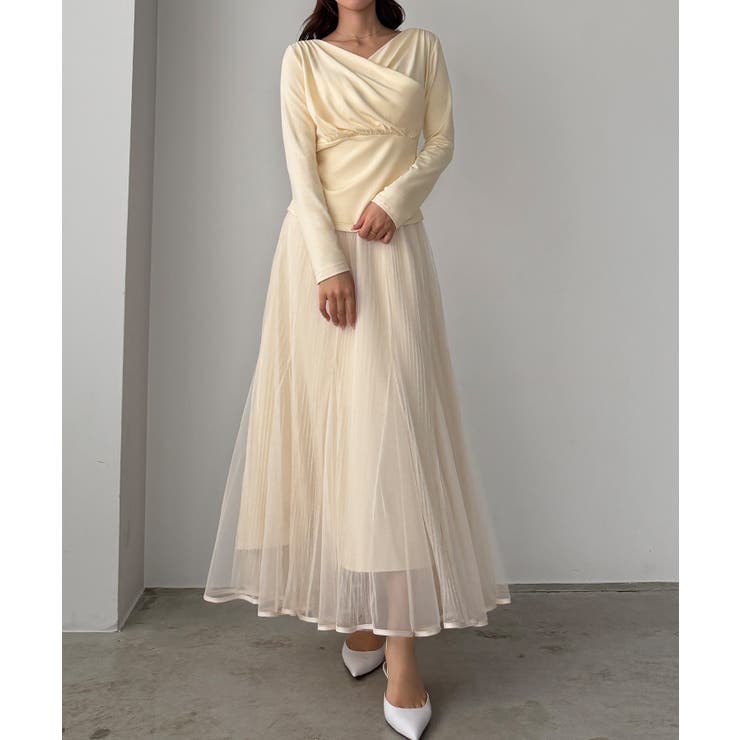 Louere 薄手カシュクールドレープカットソートップス | Louere | 詳細画像17 