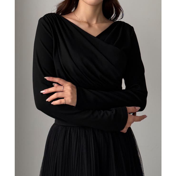 Louere 薄手カシュクールドレープカットソートップス | Louere | 詳細画像4 