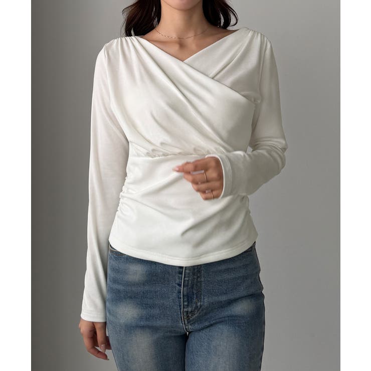 Louere 薄手カシュクールドレープカットソートップス | Louere | 詳細画像7 