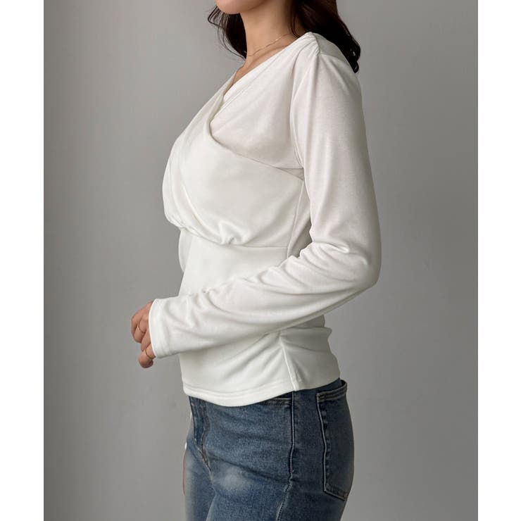 Louere 薄手カシュクールドレープカットソートップス | Louere | 詳細画像8 