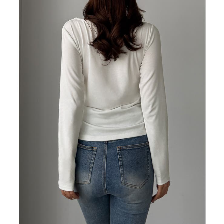 Louere 薄手カシュクールドレープカットソートップス | Louere | 詳細画像9 