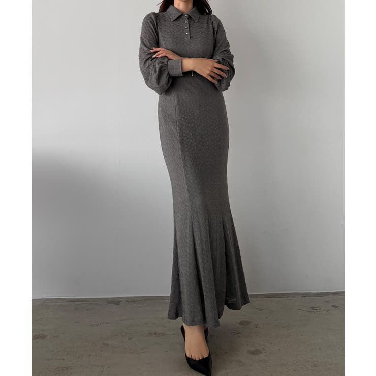 グレー | Louere ポロレースドレス（ペチワンピースセット） | Louere