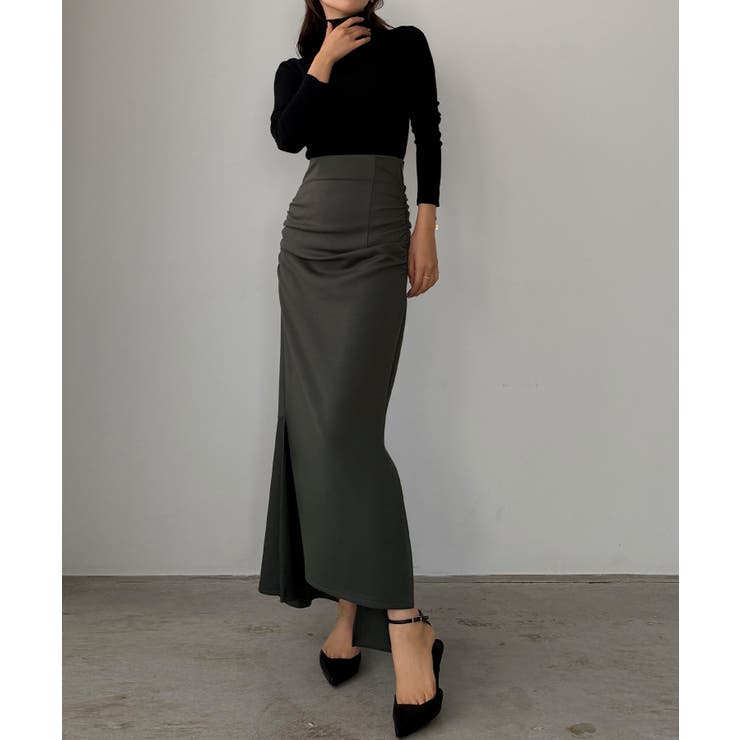 Louere サイドギャザーマーメイドポンチスカート（裏無し） | Louere | 詳細画像10 