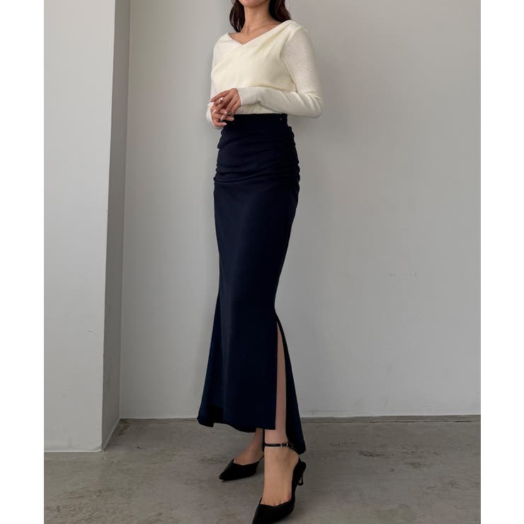 Louere サイドギャザーマーメイドポンチスカート（裏無し） | Louere | 詳細画像13 