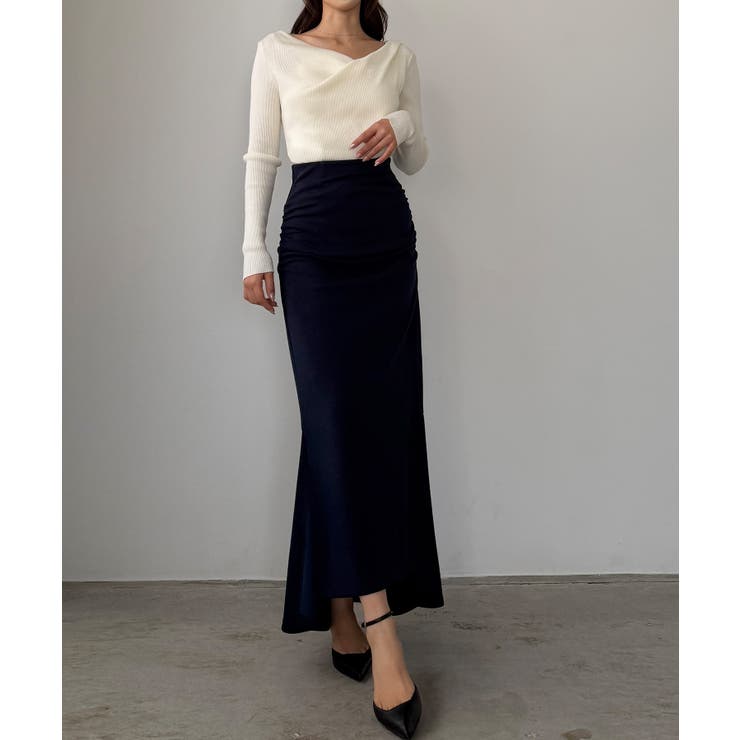 Louere サイドギャザーマーメイドポンチスカート（裏無し） | Louere | 詳細画像14 