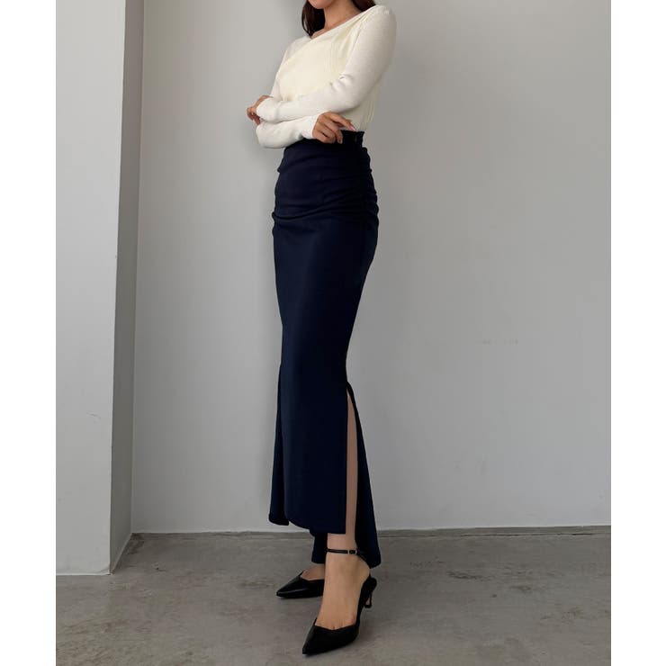 Louere サイドギャザーマーメイドポンチスカート（裏無し） | Louere | 詳細画像15 