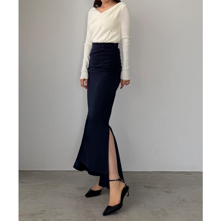 Louere サイドギャザーマーメイドポンチスカート（裏無し） | Louere | 詳細画像18 