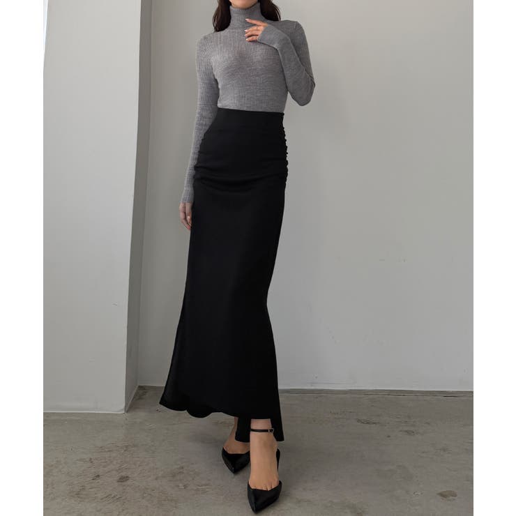 Louere サイドギャザーマーメイドポンチスカート（裏無し） | Louere | 詳細画像4 