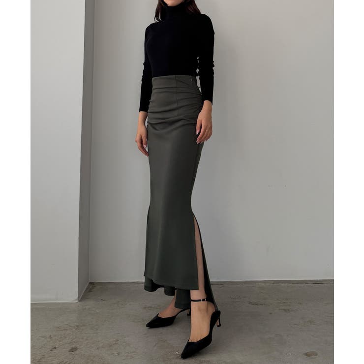 Louere サイドギャザーマーメイドポンチスカート（裏無し） | Louere | 詳細画像6 