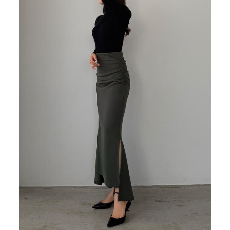 Louere サイドギャザーマーメイドポンチスカート（裏無し） | Louere | 詳細画像8 