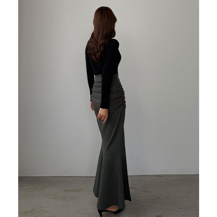 Louere サイドギャザーマーメイドポンチスカート（裏無し） | Louere | 詳細画像9 