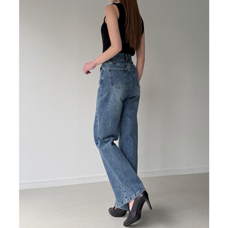 Louere ストレッチハイウエストストレートデニムパンツ | Louere | 詳細画像10 