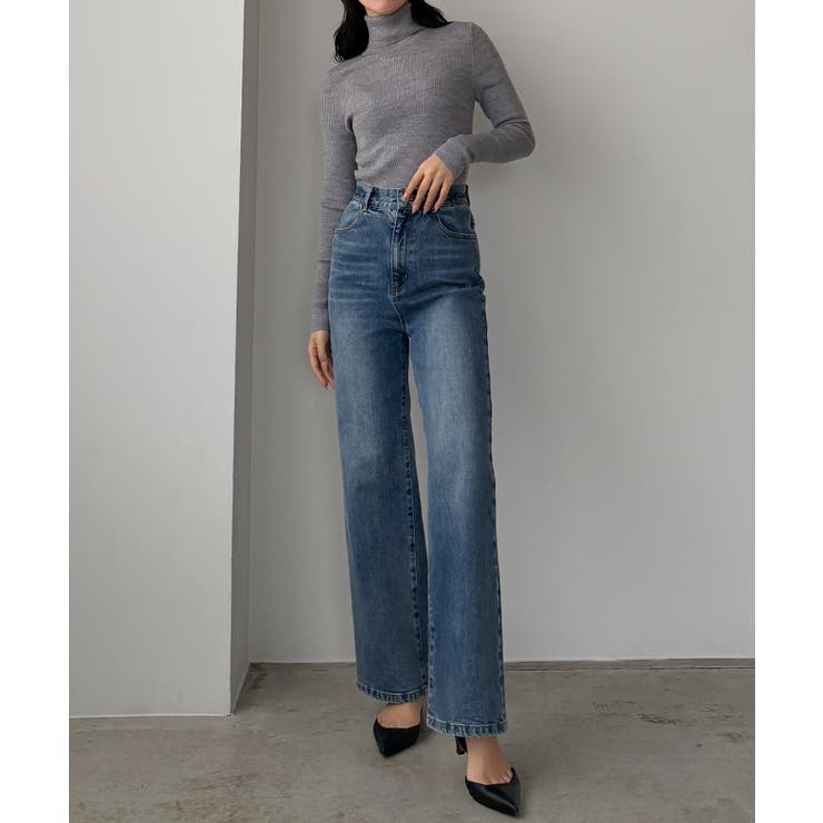 Louere ストレッチハイウエストストレートデニムパンツ | Louere | 詳細画像4 