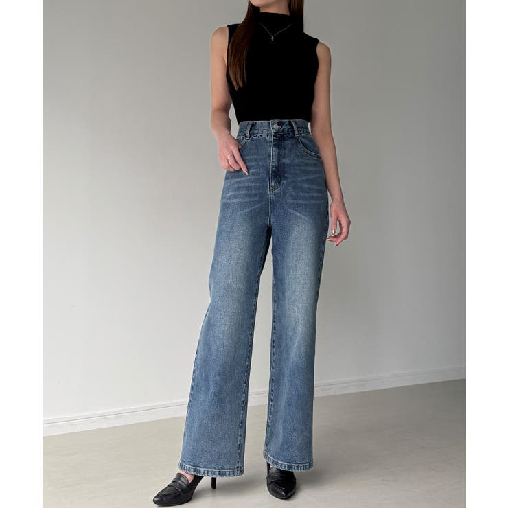 Louere ストレッチハイウエストストレートデニムパンツ | Louere | 詳細画像8 