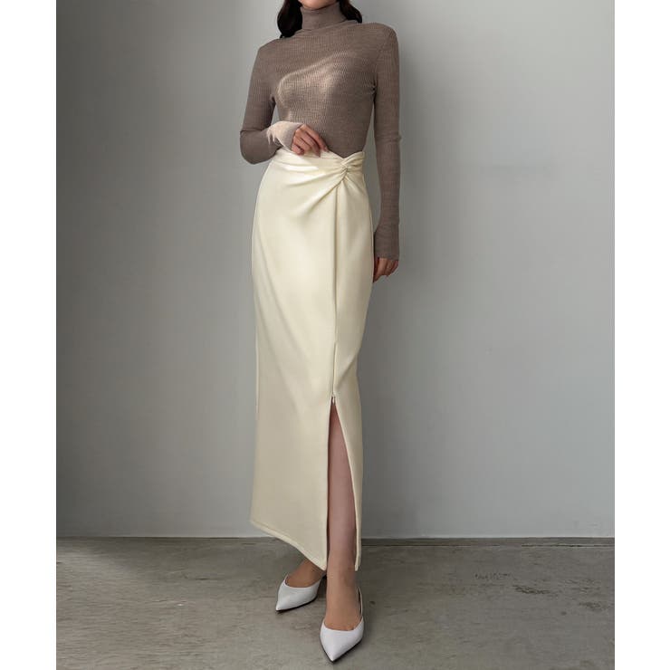 アイボリー | Louere ファスナースリットツイストデザインIラインスカート | Louere