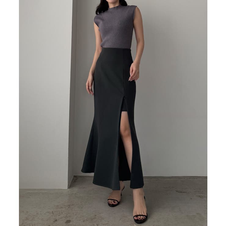 ダークグレー | Louere ファスナースリットマーメイドスカート（インパン付き） | Louere