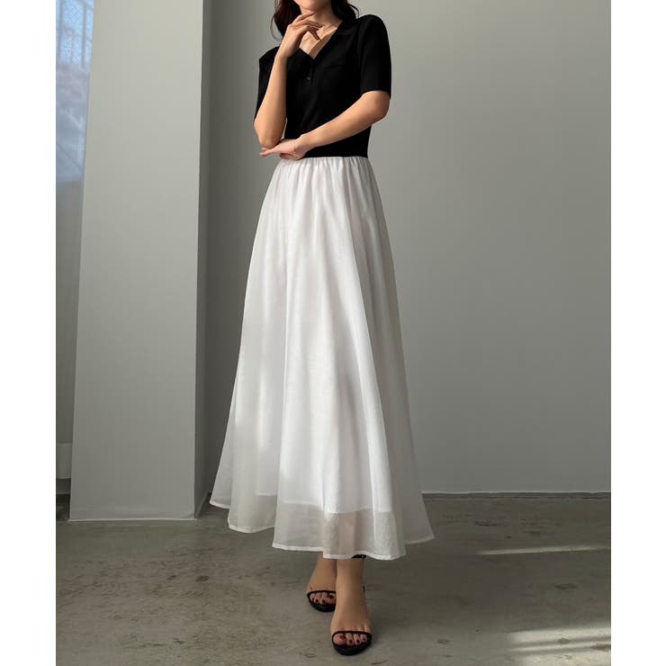Louere ポロニットドッキングシアーフレアワンピース | Louere | 詳細画像11 