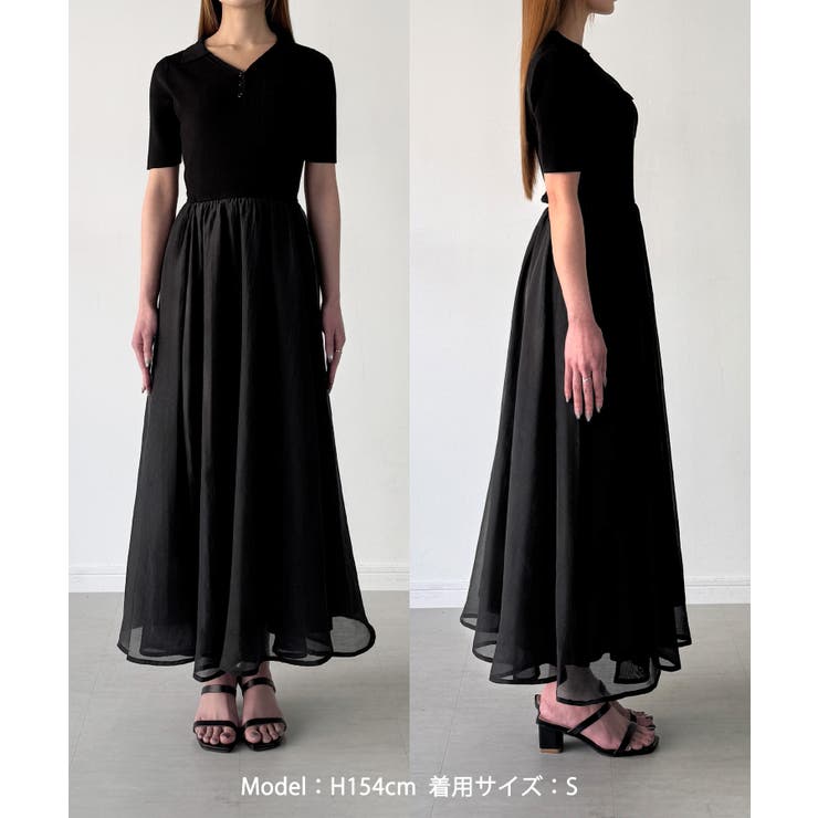 Louere ポロニットドッキングシアーフレアワンピース | Louere | 詳細画像16 