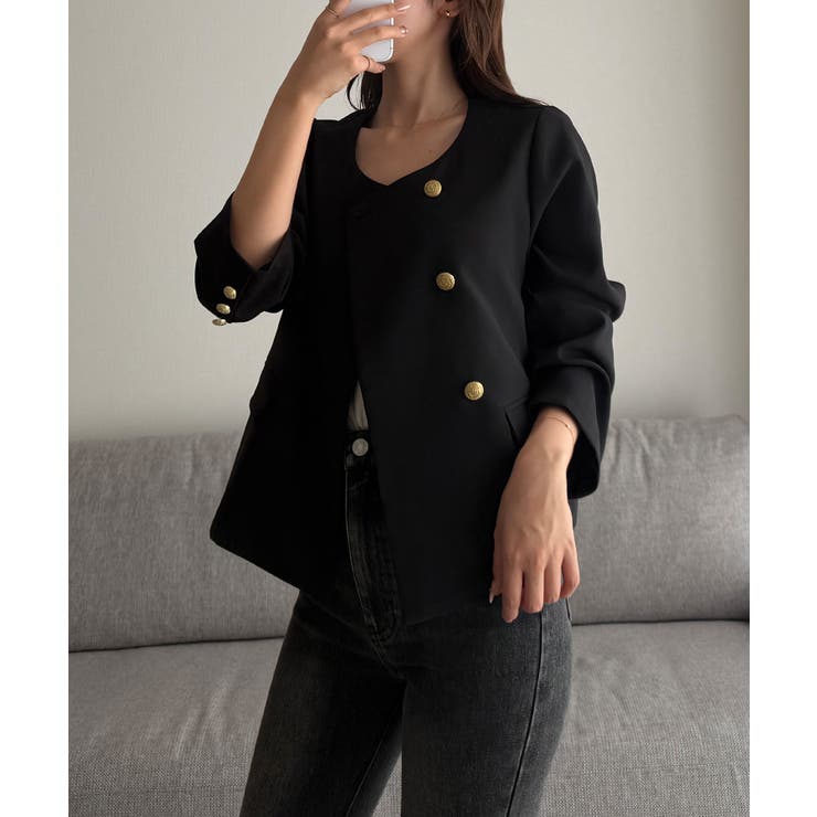 Louere ノーカラーゴールドボタンジャケット | Louere | 詳細画像6 