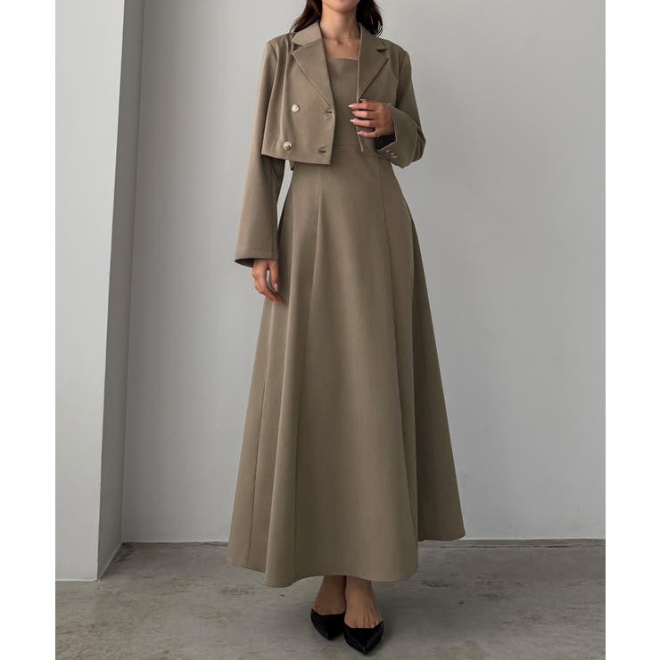 Louere バックスリットショートジャケットsetキャミフレアワンピース | Louere | 詳細画像10 