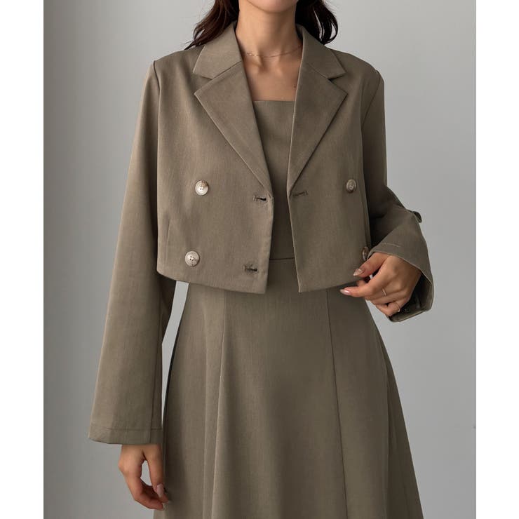 Louere バックスリットショートジャケットsetキャミフレアワンピース | Louere | 詳細画像13 