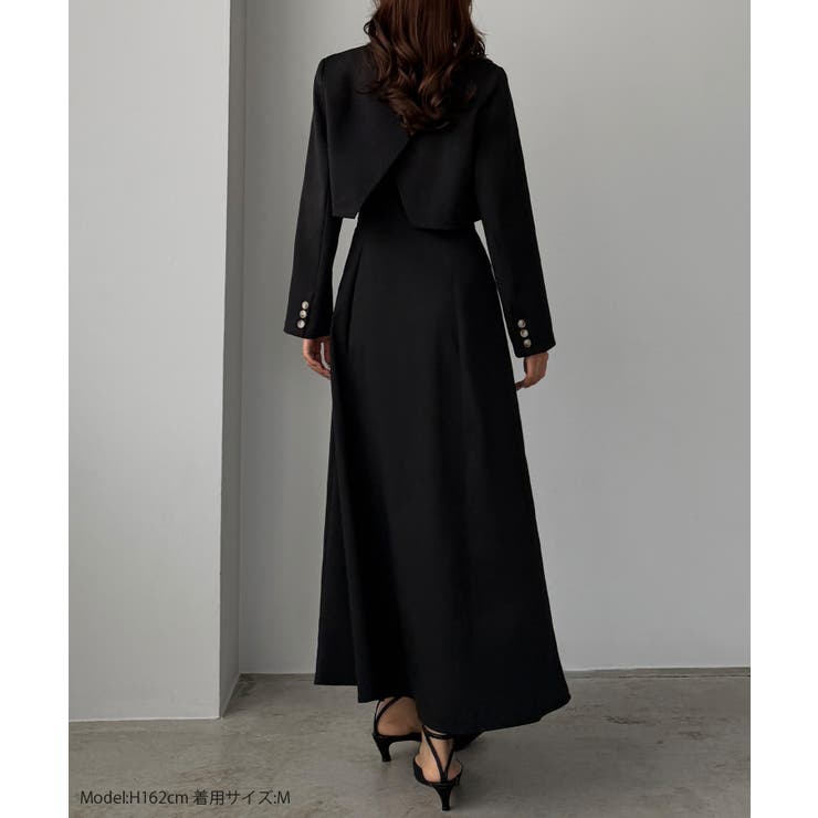 Louere バックスリットショートジャケットsetキャミフレアワンピース | Louere | 詳細画像2 