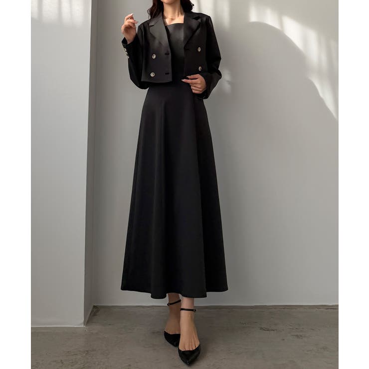 Louere バックスリットショートジャケットsetキャミフレアワンピース | Louere | 詳細画像22 