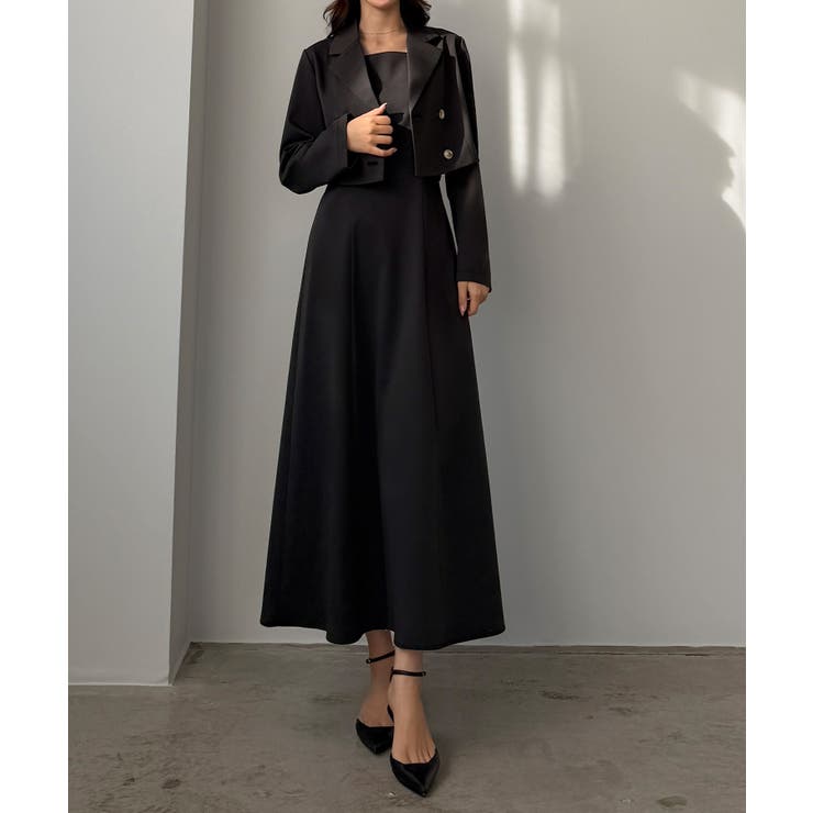 Louere バックスリットショートジャケットsetキャミフレアワンピース | Louere | 詳細画像23 