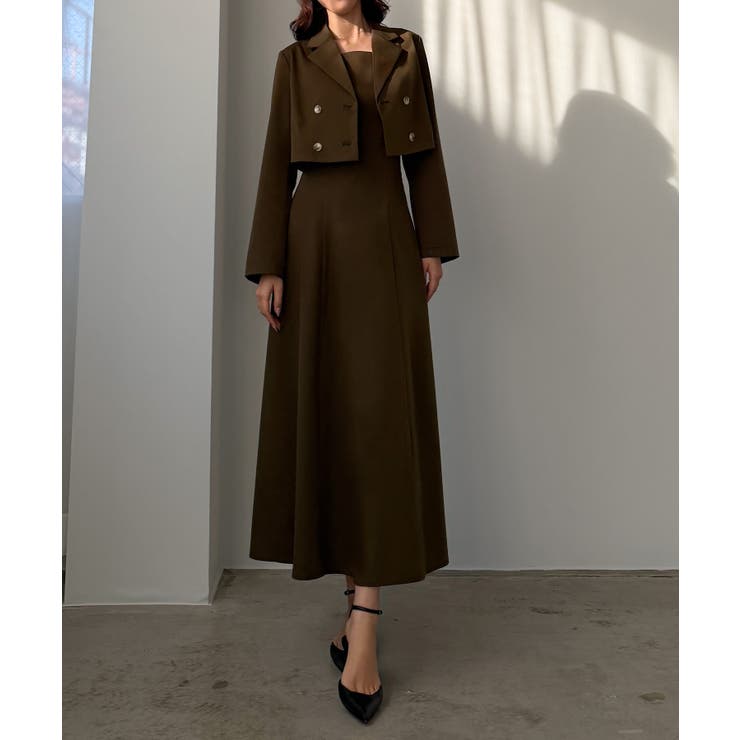 Louere バックスリットショートジャケットsetキャミフレアワンピース | Louere | 詳細画像29 