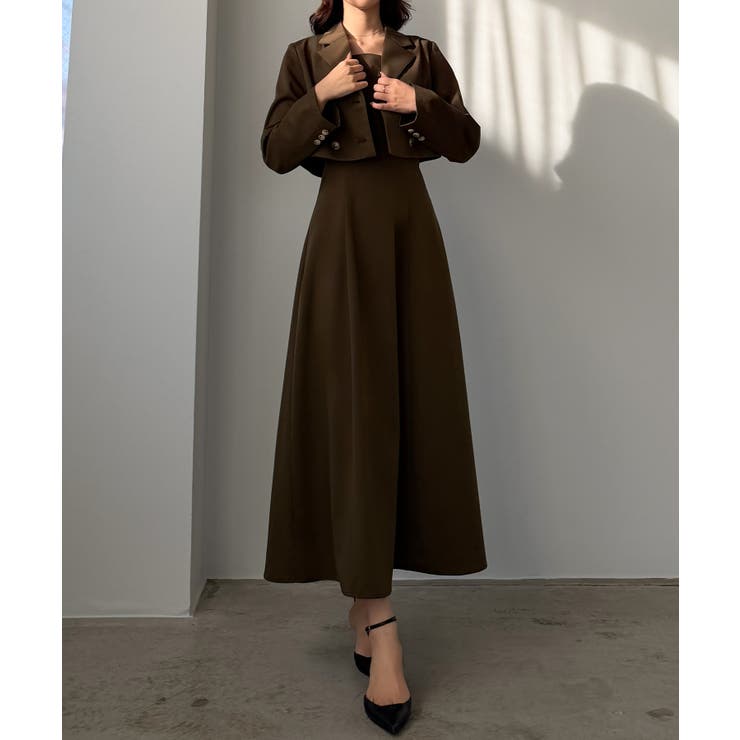 Louere バックスリットショートジャケットsetキャミフレアワンピース | Louere | 詳細画像30 