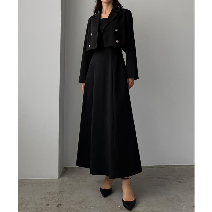 Louere バックスリットショートジャケットsetキャミフレアワンピース | Louere | 詳細画像4 