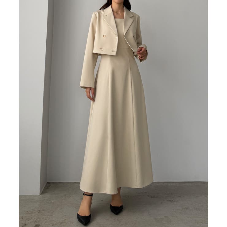 Louere バックスリットショートジャケットsetキャミフレアワンピース | Louere | 詳細画像5 