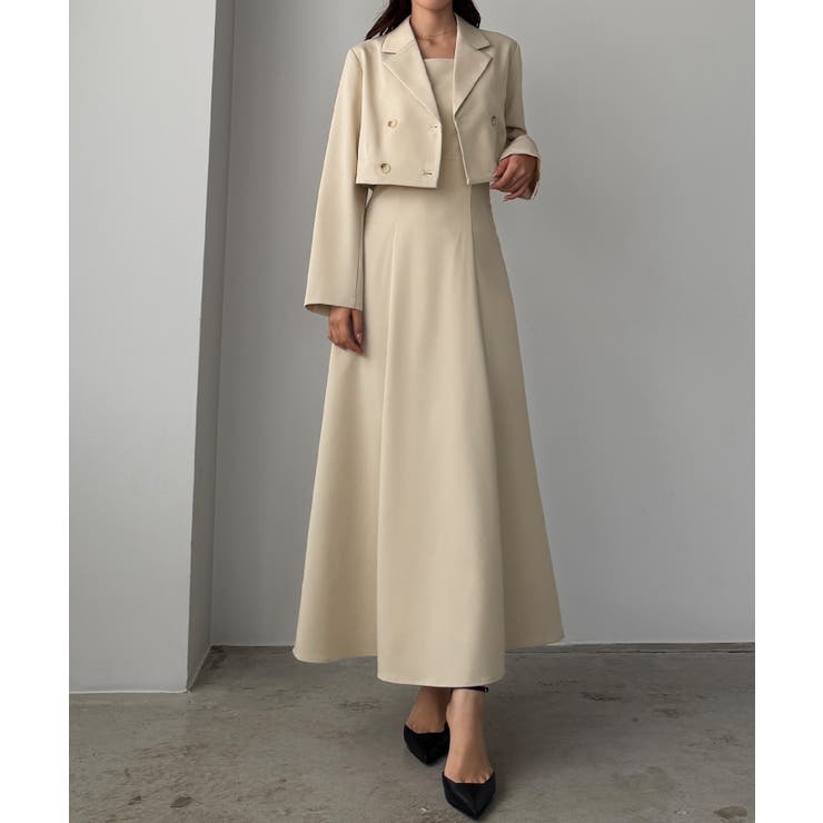 Louere バックスリットショートジャケットsetキャミフレアワンピース | Louere | 詳細画像6 