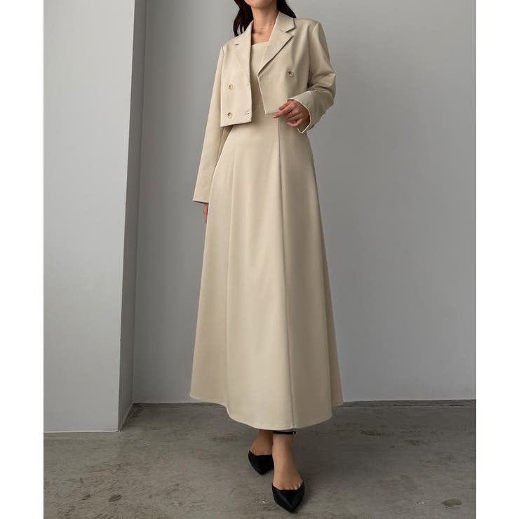 Louere バックスリットショートジャケットsetキャミフレアワンピース | Louere | 詳細画像8 