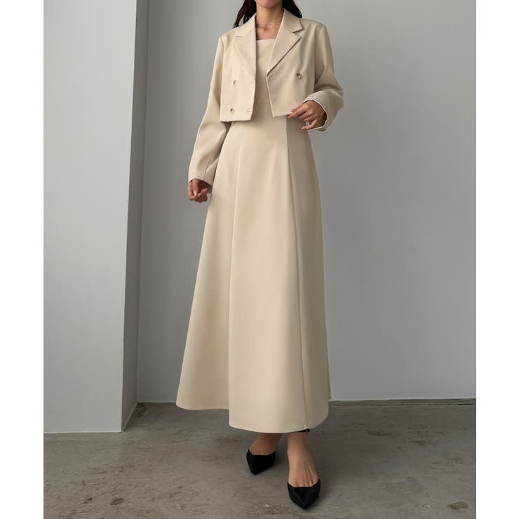 Louere バックスリットショートジャケットsetキャミフレアワンピース | Louere | 詳細画像9 