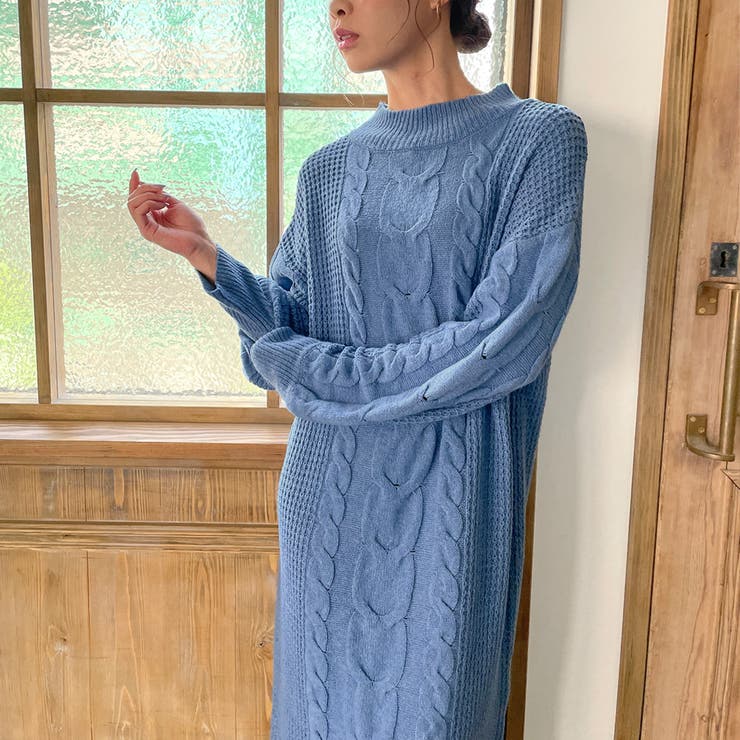 ケーブル編みニットワンピース[品番：AMTW0002190]｜JUNOAH（ジュノア